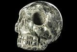Polished Pyrite Skull With Pyritohedral Crystals #96325-2